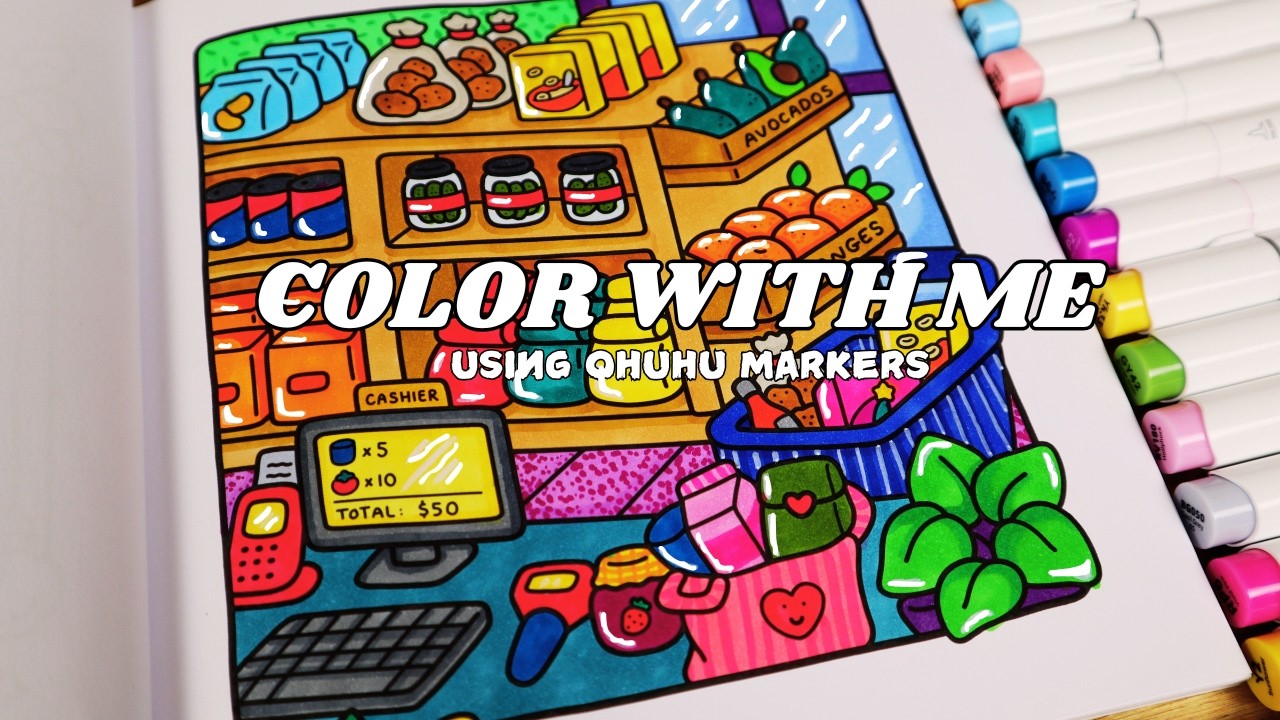 Color with me (ASMR) Cozy Corner by Coco Wyo using Ohuhu markers