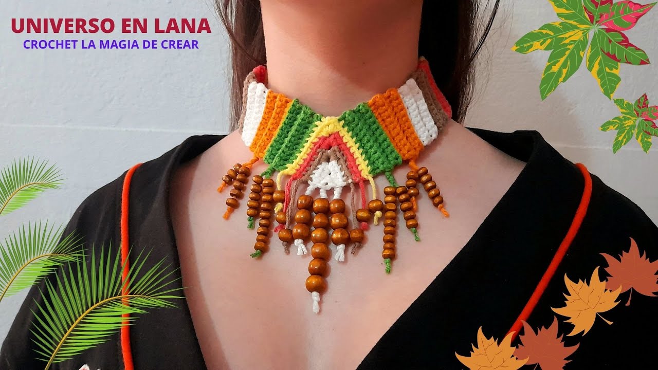 Collar étnico tejido a crochet paso a paso