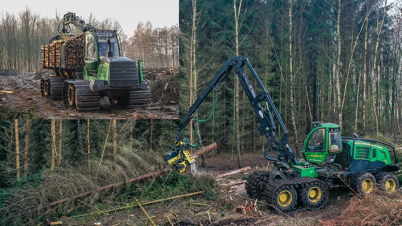 Houtoogst door Annehiel | John Deere 1270E harvester & John Deere 1110G forwarder | John Deere 1270G