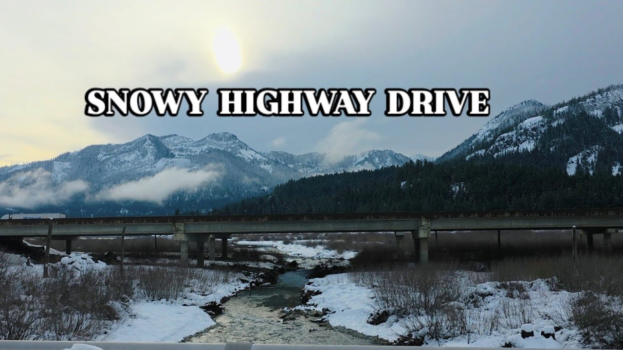 Snowy Highway Drive in Washington | I-90 Winter Scenic Views | Snoqualmie Pass Snow Road Trip
