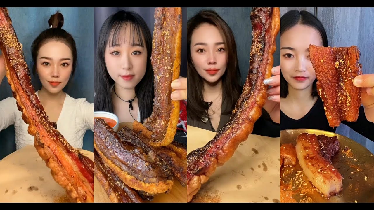 ASMR Chinese Mukbang Eating Crispy Crunchy Pork Belly脆皮五花肉吃播［Eating Sounds］#2