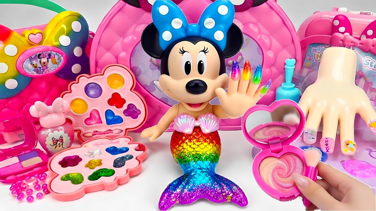 Minnie Mouse 2026🎀 Set Unboxing Mermaid Makeup y Nail Art Sorpresa con Juguetes Disney ASMR