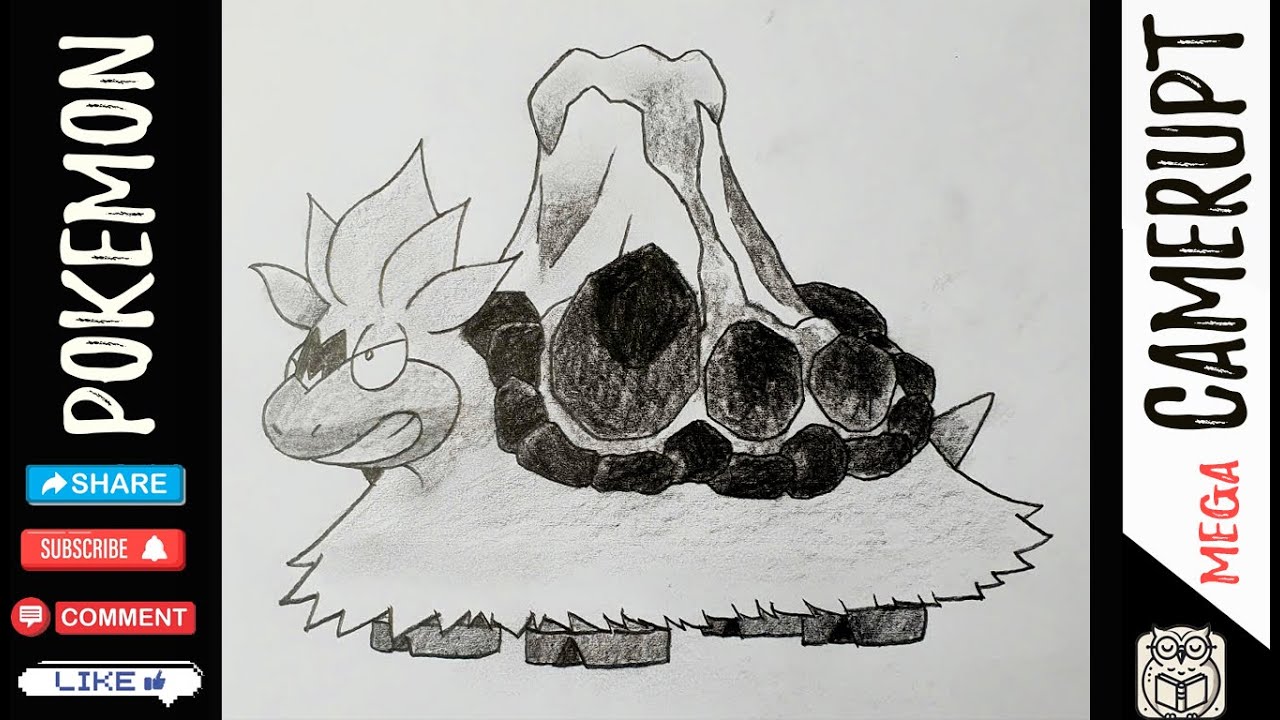 How to Draw Mega Camerupt | Pokemon Pencil Sketch Tutorial