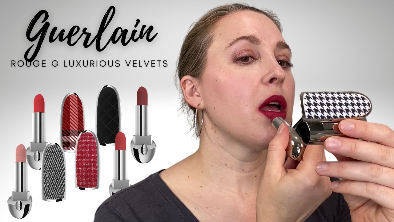 Роскошные бархатные помады GUERLAIN Rouge G в классических тканевых футлярах | Свотчи, сравнения,...
