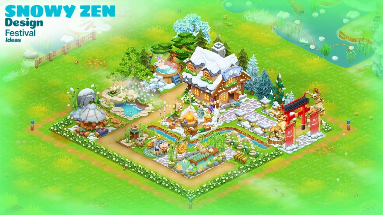 Snowy Zen design Festival ideas in Hay Day #hayday 