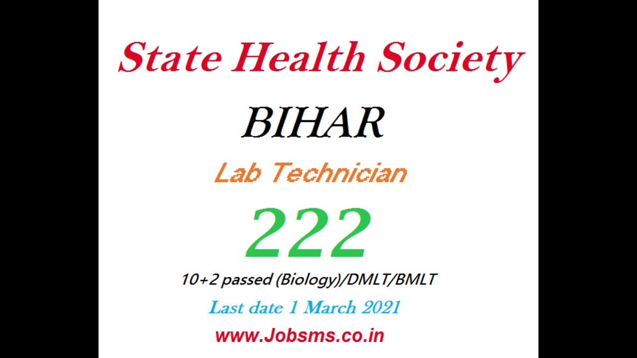 Health Health Society Bihar Recruitment 2021 Lab Technician Post
