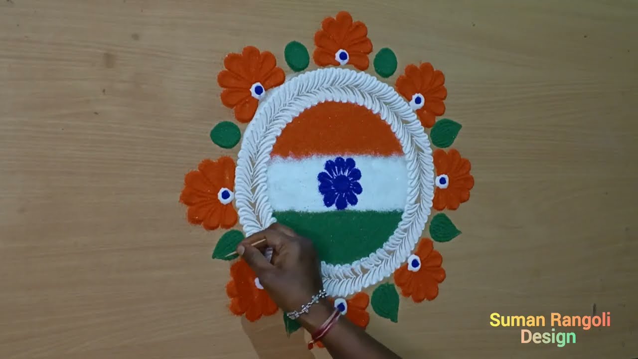 Super easy republic day rangolli design#republic Day beautiful rangoli#easy kolam#simple muggulu💫🌈🤩