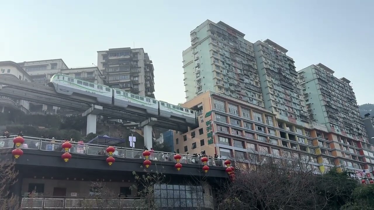 Innovative Light Rail Zhiba Passes Through Structures: A Unique Urban View