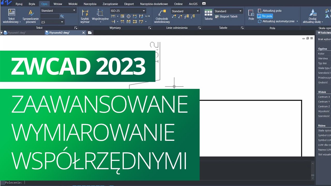 Zaawansowane wymiarowanie wsp&oacute;łrzędnymi. ZWCAD 2023