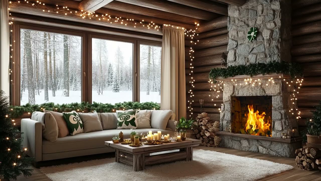 Soft Winter Snow And Crackling Fire Sounds Surround You With Calm And Comfort