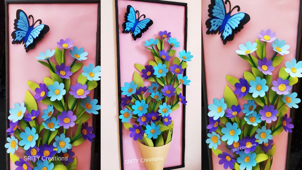Beautiful paper flower wall hanging idea new.||wallmate/wallhanging||wall decoration idea..