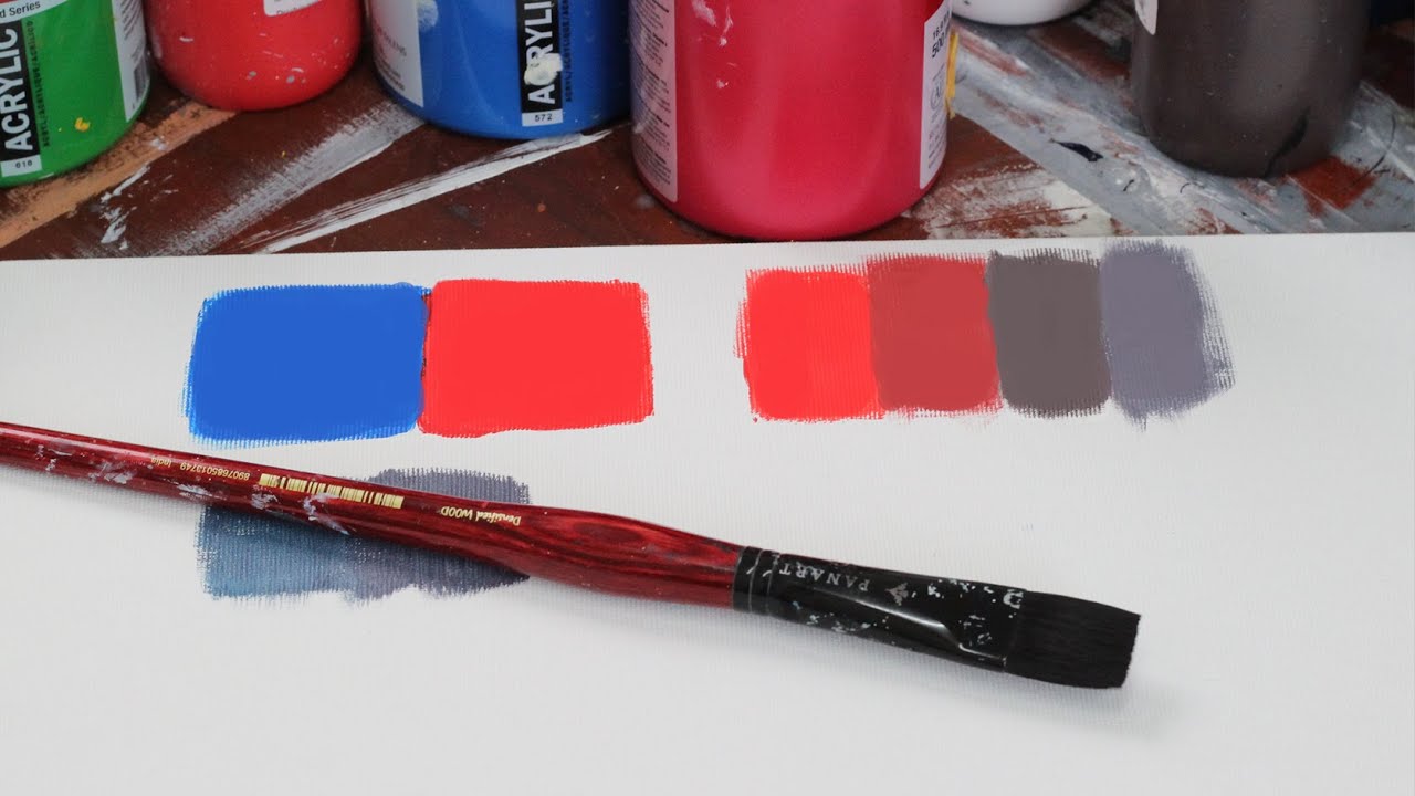 Complementary colors. Color mixing with acrylics for beginners.