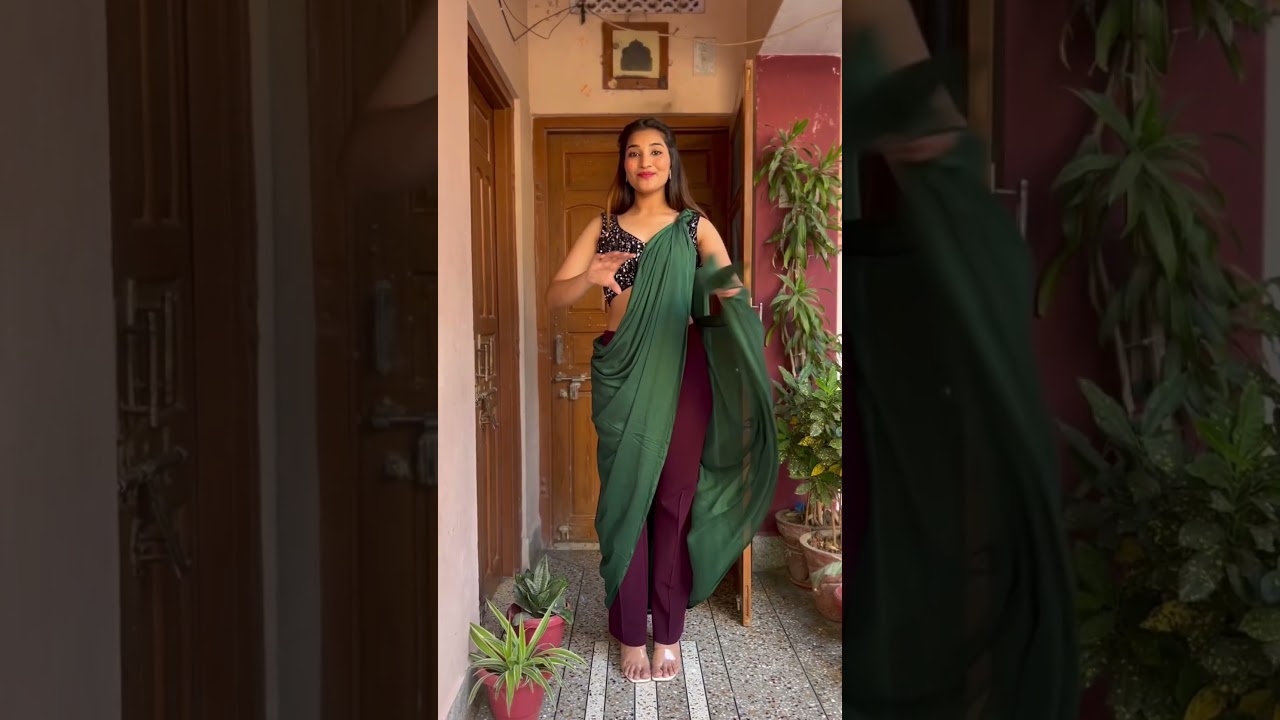 Unique Saree Draping style😍 Day 263/365 #nupursharma #fashionstyle #365dayschallenge #shorts