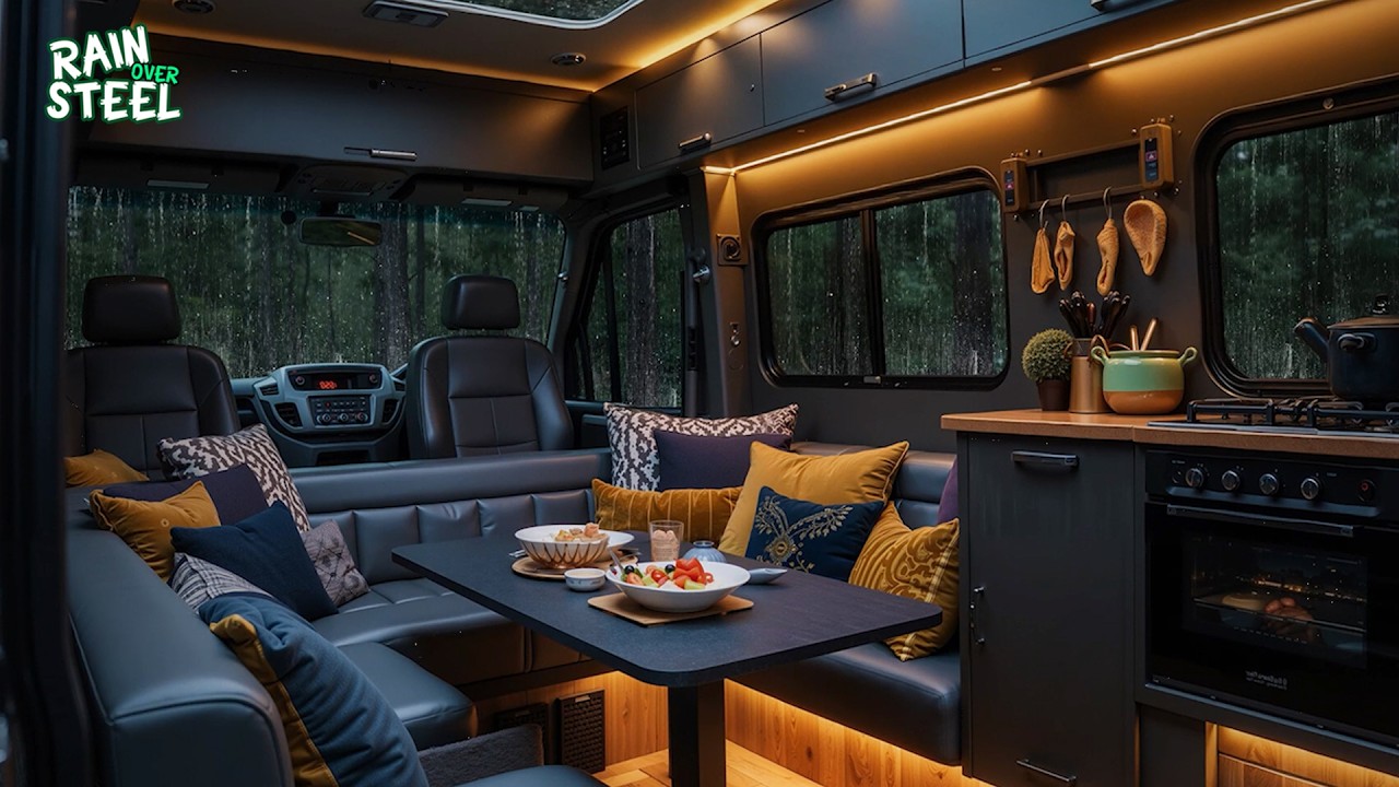 Relaxing Rain Sounds Inside a Cozy Camper | Easy to Deep Sleep, Relaxation And A Peaceful Night