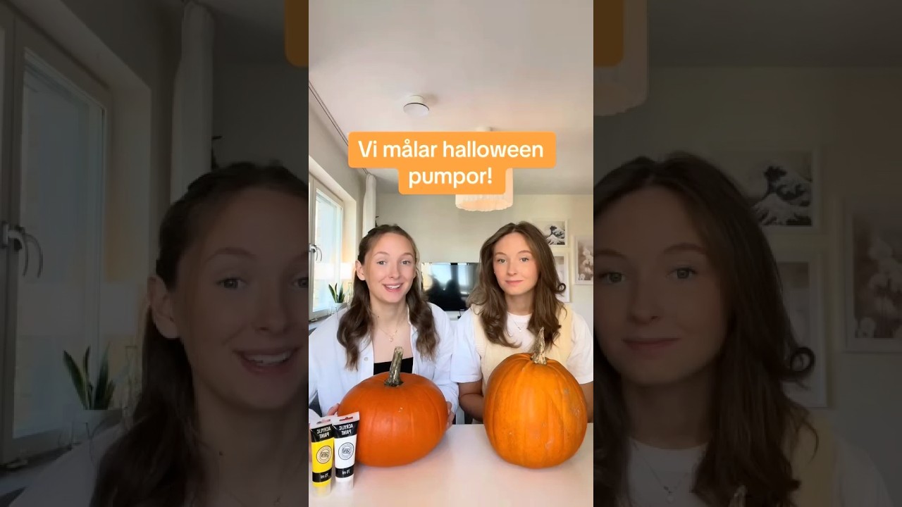 Vi m&aring;lar halloween pumpor! Vilken blev b&auml;st? 🎃👻  #twins #halloween2025 #pumpkin