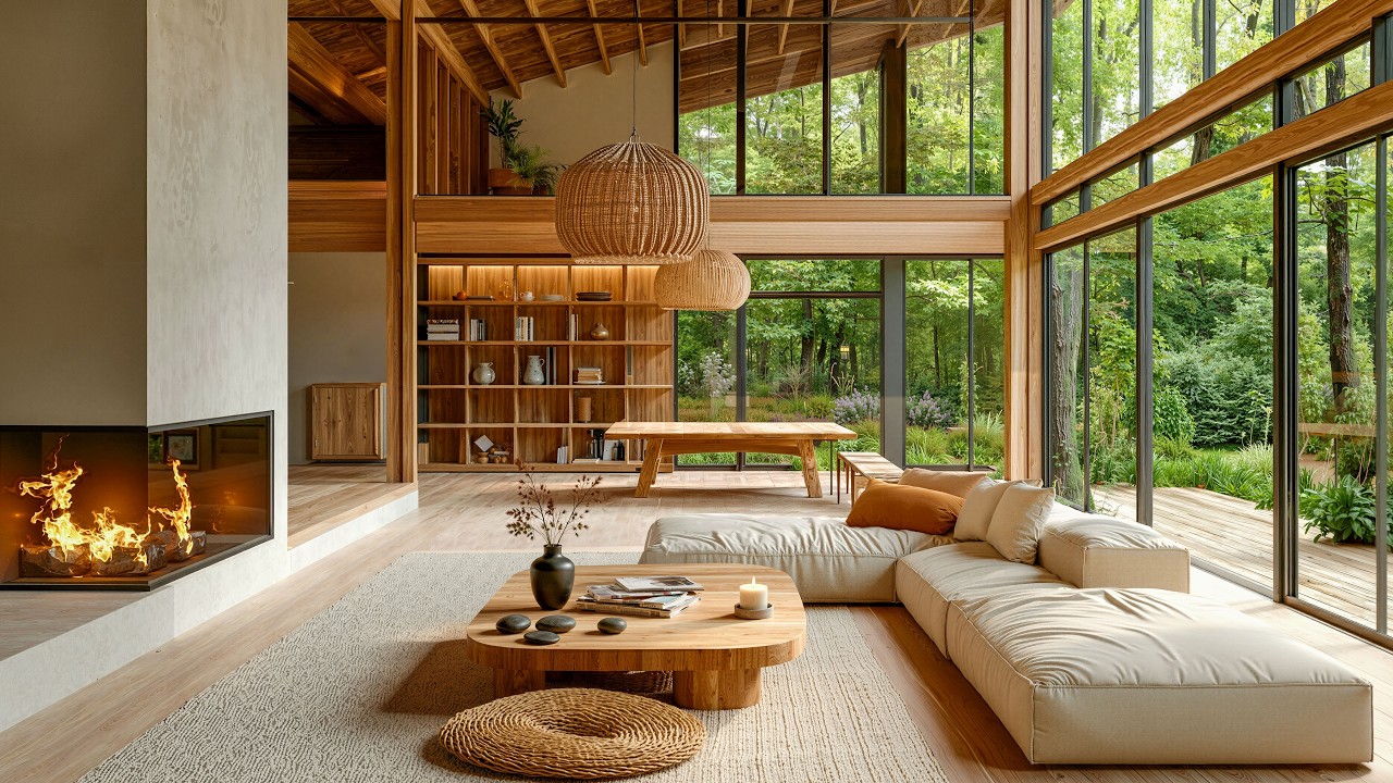 Smooth Jazz at Tranquil Morning Living Room | Soft Sunlight Through Glass Windows that Clears Mind
