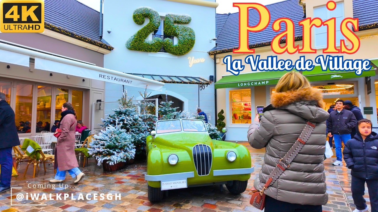 La Vallée Village Рождество 2025 Рождественские Украшения и Прогулка по Лакшери-Аутлету в Париже 4K