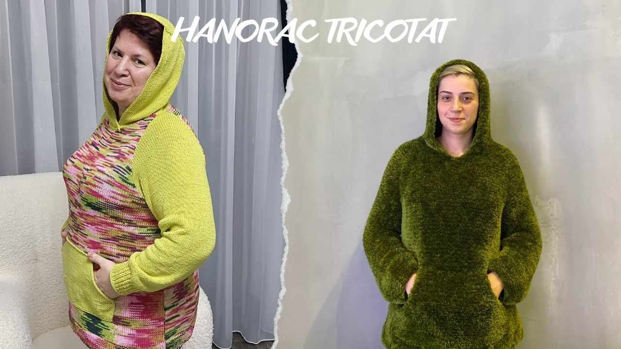 Hanorac tricotat Partea - I - ( fata si spatele)