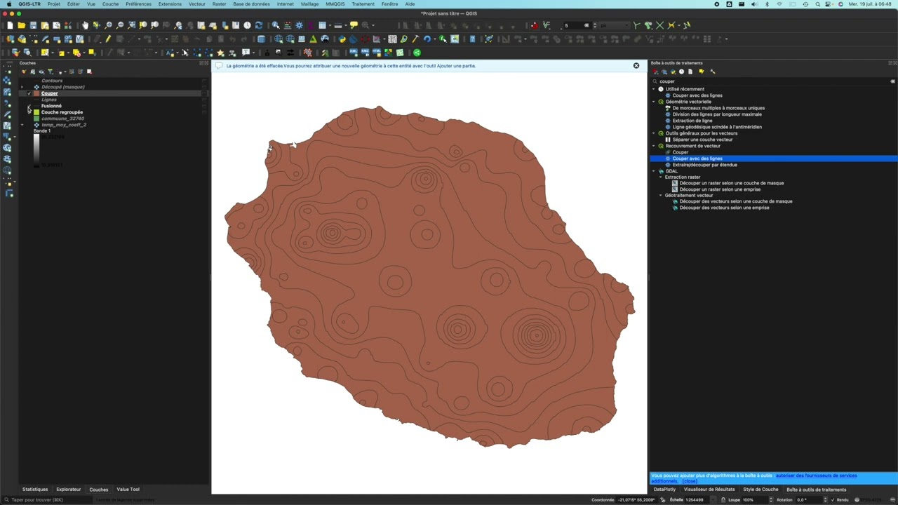 Production de bande isométrique à partir d'isoligne - QGIS