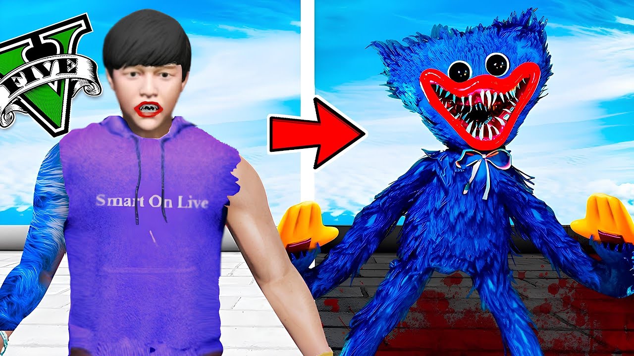 ကျွန်‌တော် အရုပ်သရဲ Huggy Wuggy ဖြစ်ခဲ့တယ် | I became Huggy Wuggy in GTA V | SMART On Live
