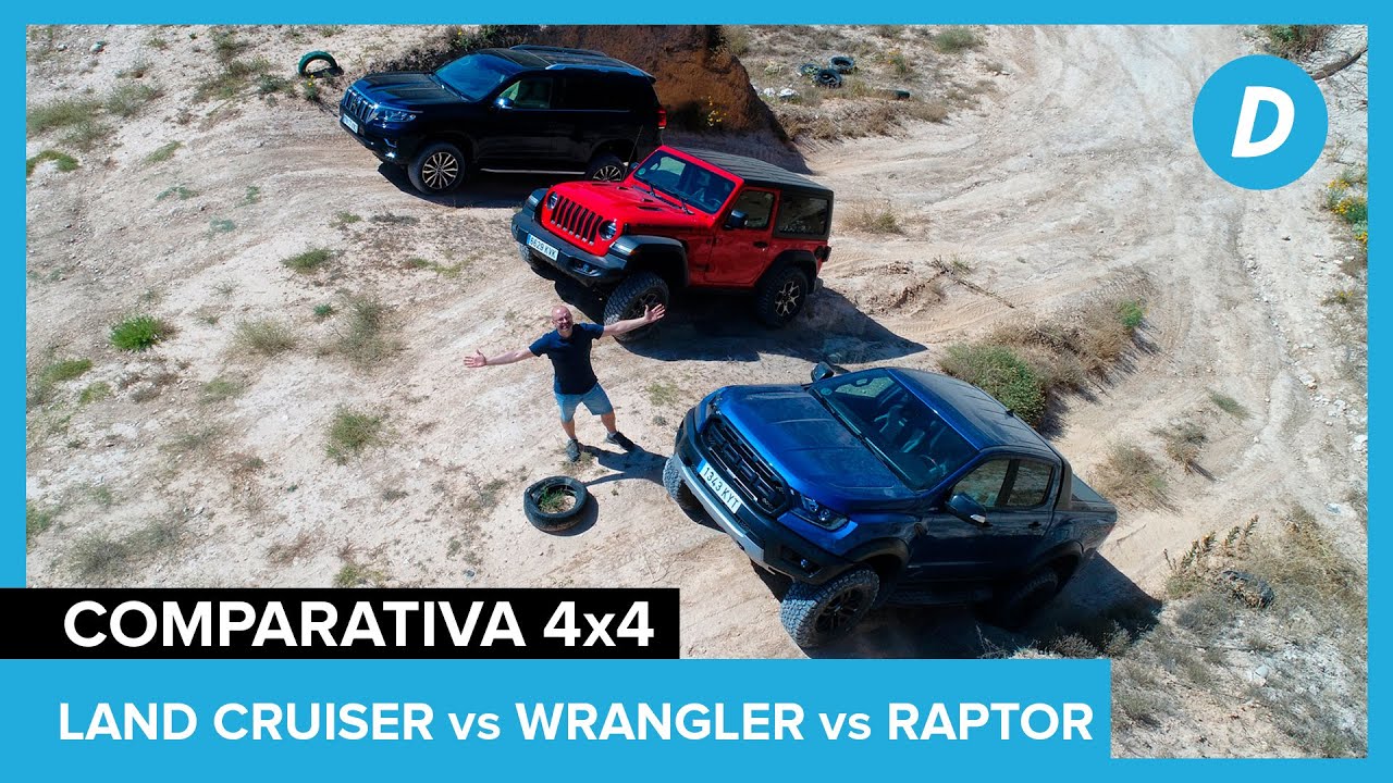 Comparativa 4x4, al límite: Toyota Land Cruiser Prado vs Jeep Wrangler Rubicon vs Ford Ranger Raptor