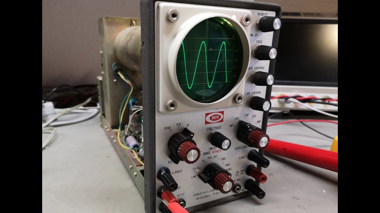 Tech oscilloscope TO-3 1ch 300kHz 9tubes 1968 Japan repair teardown