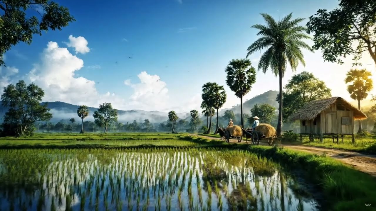 Peaceful Village Life at Dawn | Cinematic AI Art .8k  Cinematic Realistic #AIGenerated #NatureSceny