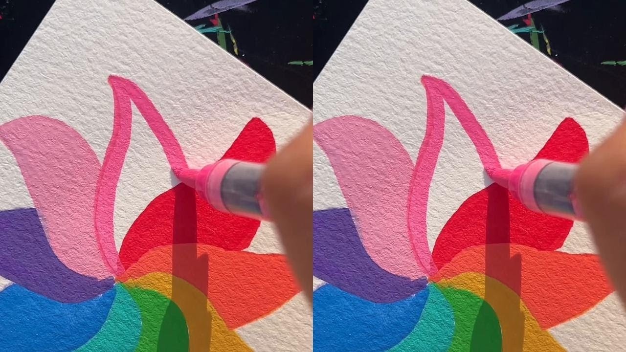 ASMR Acrylic marker pen color painting cure relieve stress immersive paint #sleep #drawing #relaxing