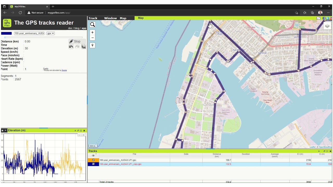 Editing a GPX file to a new start point with MyGPSFiles