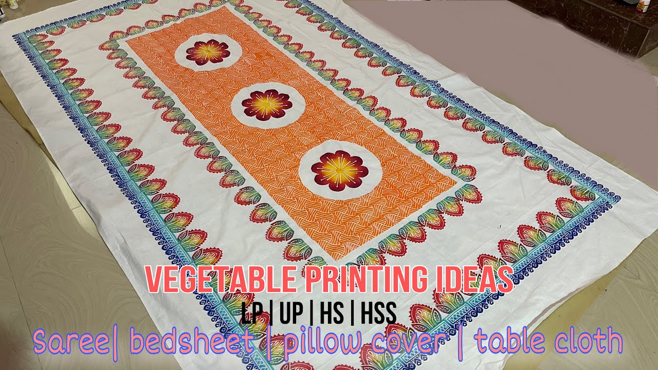 vegetable printing bed sheet | pillow cover | table cloth| #printingideas #crafts #art #shortvideo