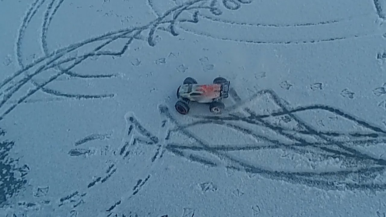 R/C Car FTX Tracer Snow Ice Gorleston Pond Turn-over Rescue Hit sides Slo-mo CU at end, and more....