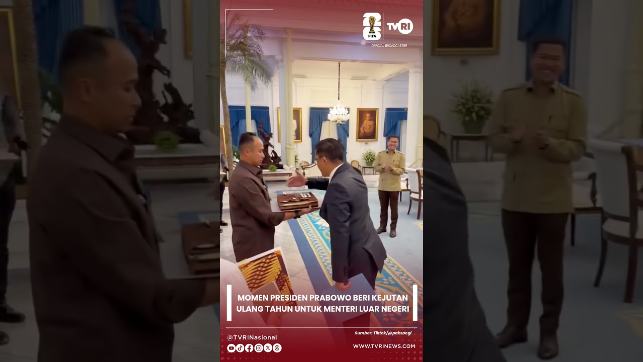 Momen Presiden Prabowo Beri Kejutan Ulang Tahun untuk Menteri Luar Negeri
