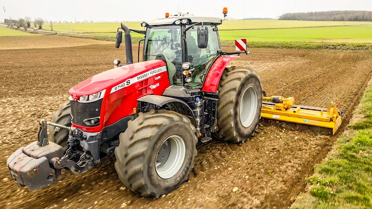 400 CHEVAUX au travail de sol : MF 8740S et Alpego de 7m !!!