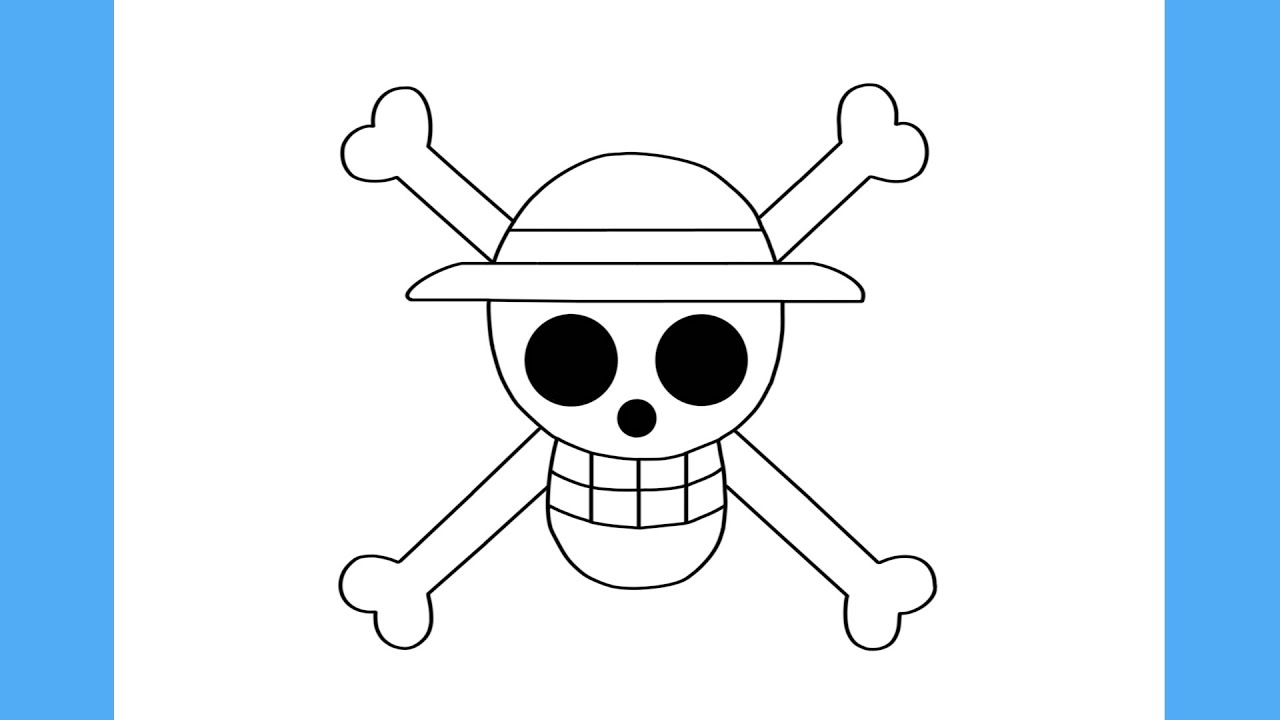 COMO DESENHAR A BANDEIRA PIRATA DOS CHAPÉUS DE PALHA (CAVEIRA DO LUFFY) - BANDEIRA DO ONE PIECE
