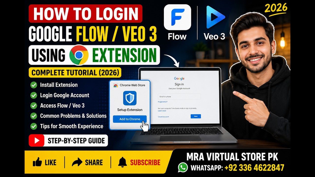How to Login Google Flow / Veo 3 Using Browser Extension | Complete Tutorial (2026)