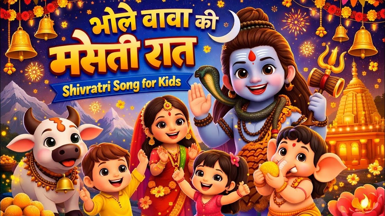 भोले बाबा की मस्ती रात | Shivratri Song for Kids | Cute Kids Bhajan | Har Har Mahadev