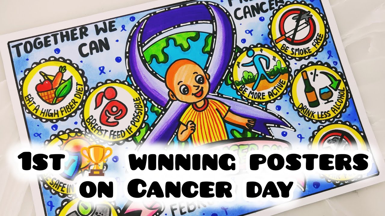 How to draw world cancer day drawing / Project Chart Poster making ideas for competition
