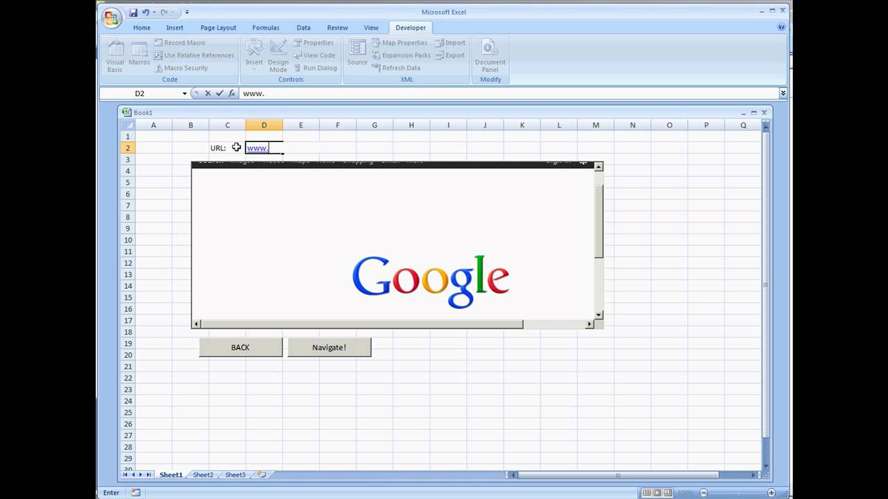 Web Browser Control in Microsoft Excel 2007 VBA