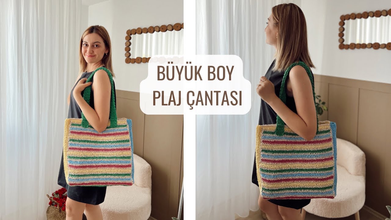 KALAN İPLERİMİZ İLE PLAJ ÇANTASI 🙋‍♀️ BÜYÜK BOY PLAJ ÇANTASI YAPIMI #crochet 