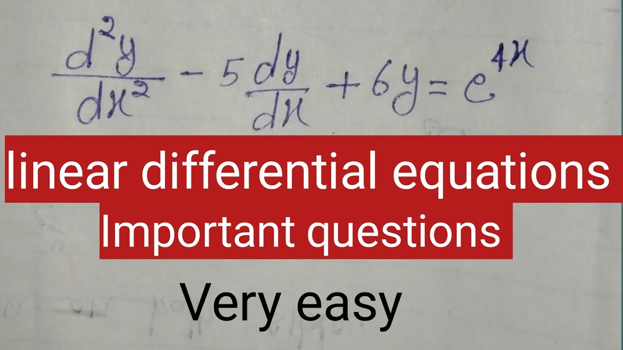 d^2y/dx^2-5dy/dx+6=e^4x  /linear differential equation/ #differentialequation B.Sc 2nd year