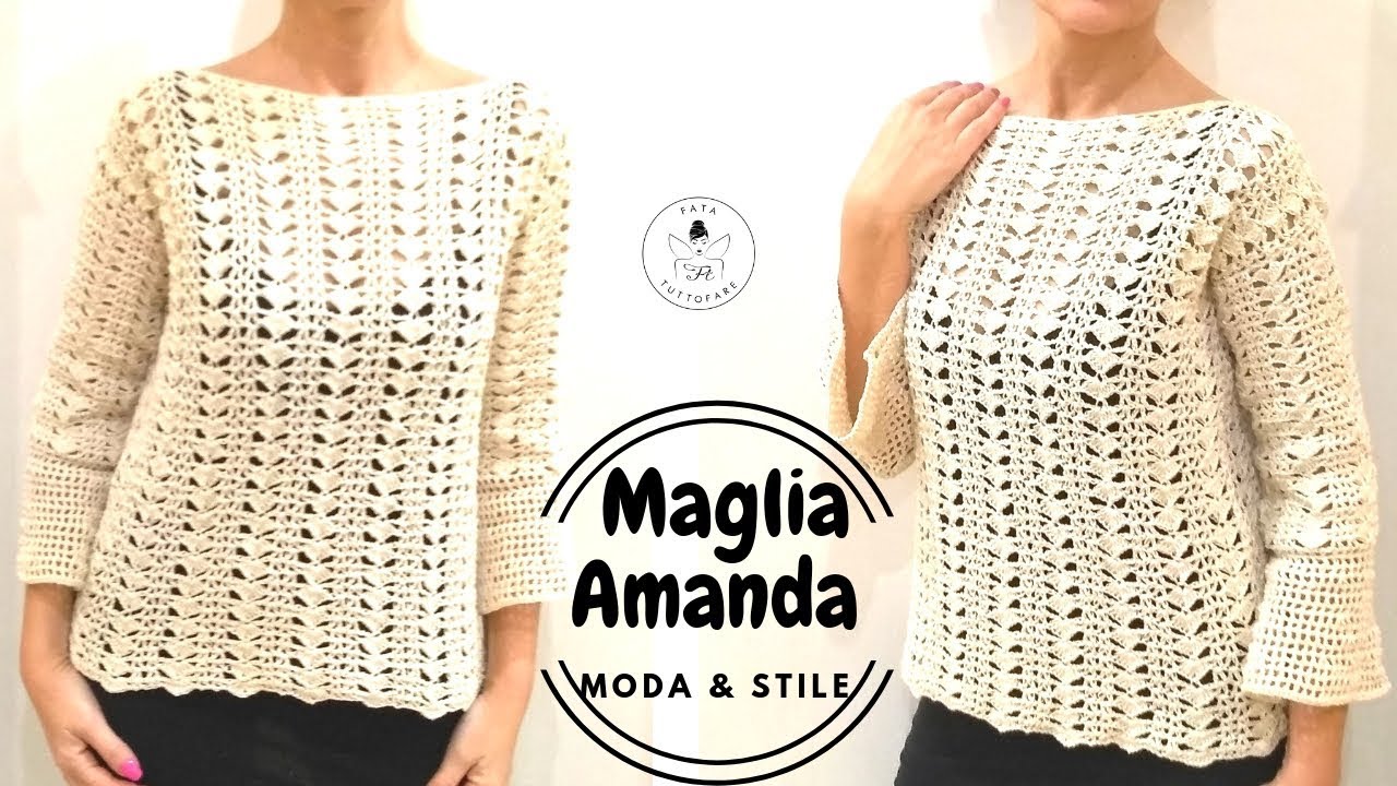 TUTORIAL: Maglia Amanda in cotone/crochet cotton sweater*lafatatuttofare