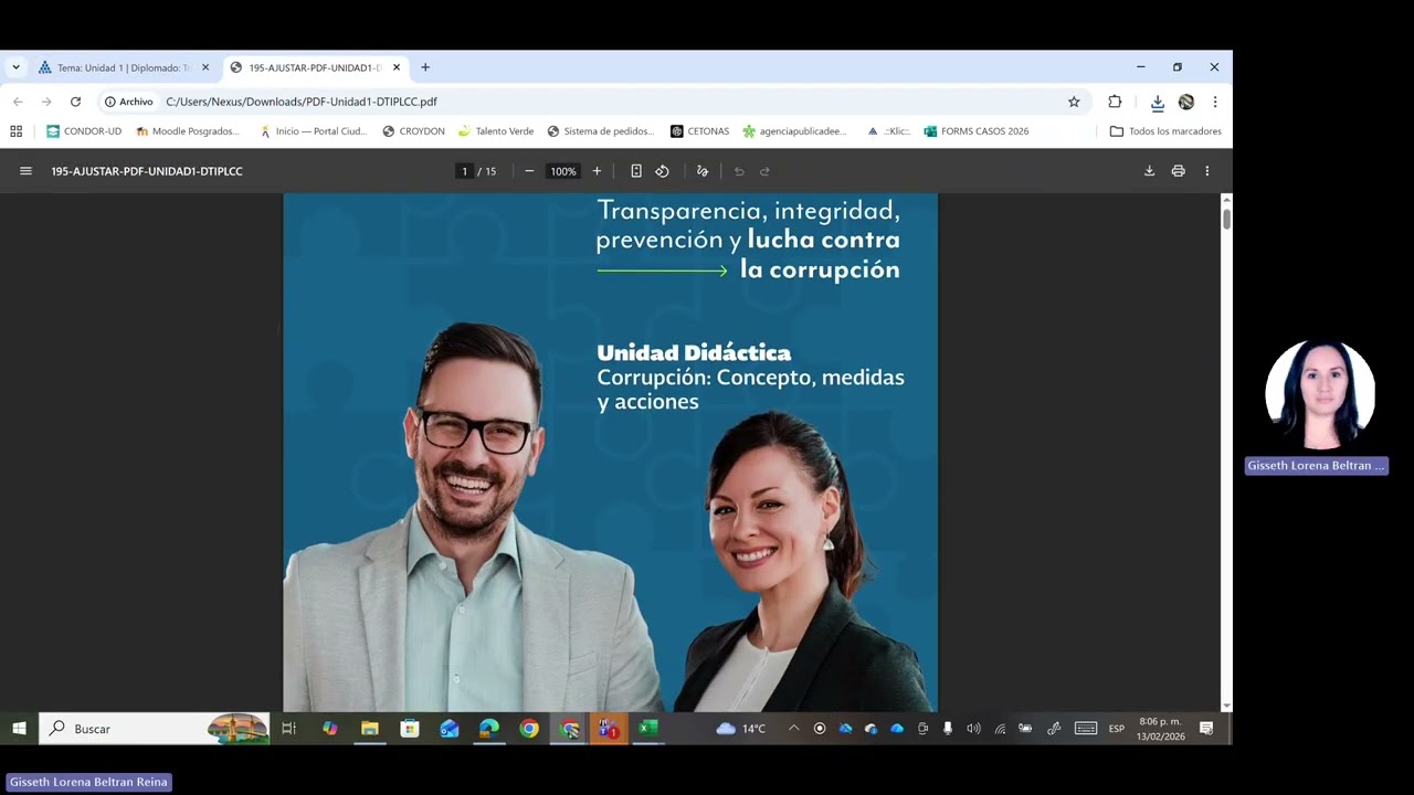 Uso plataforma Moodle Diplomado: Transparencia, integridad, prevención y lucha contra la corrupción.