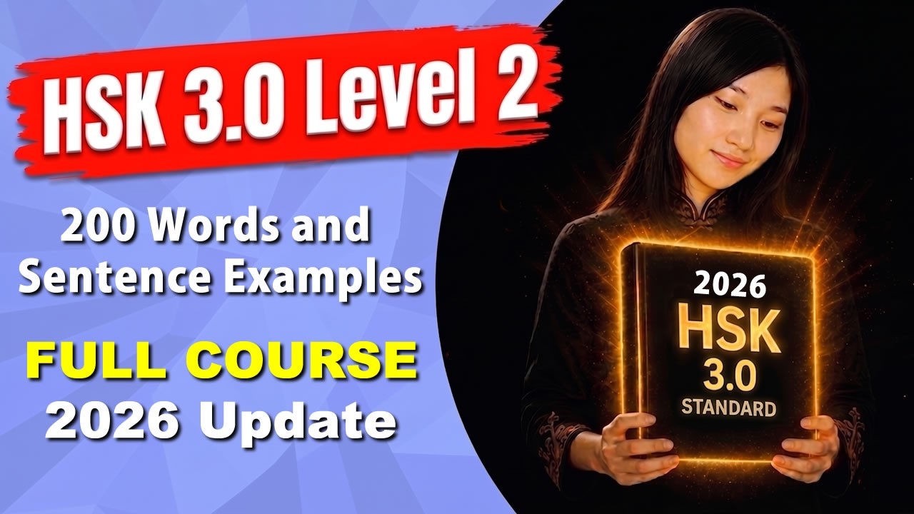 HSK 3.0 Standard - Level 2 - FULL COURSE - 200 Vocabulary & Sentence Examples - with 2026 Update