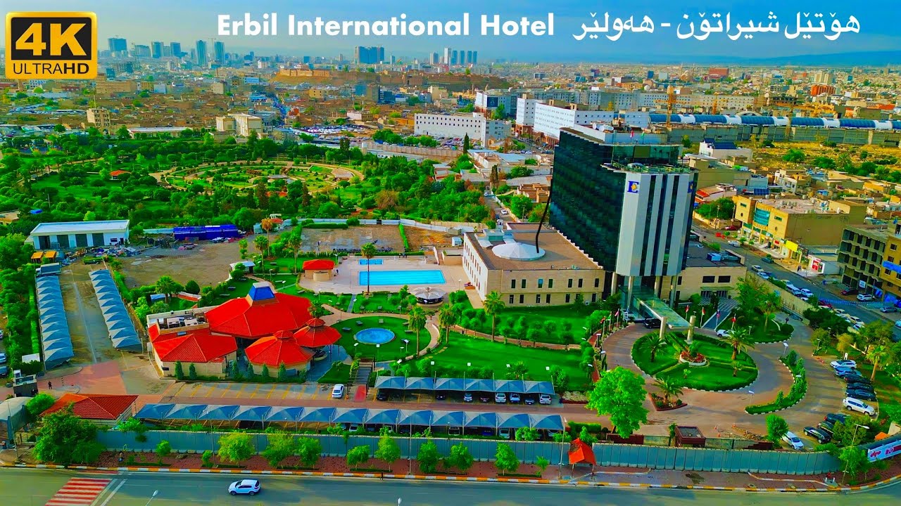 Erbil International Hotel Sheraton Aerial View ERBIL CITY 4K KURDISTAN