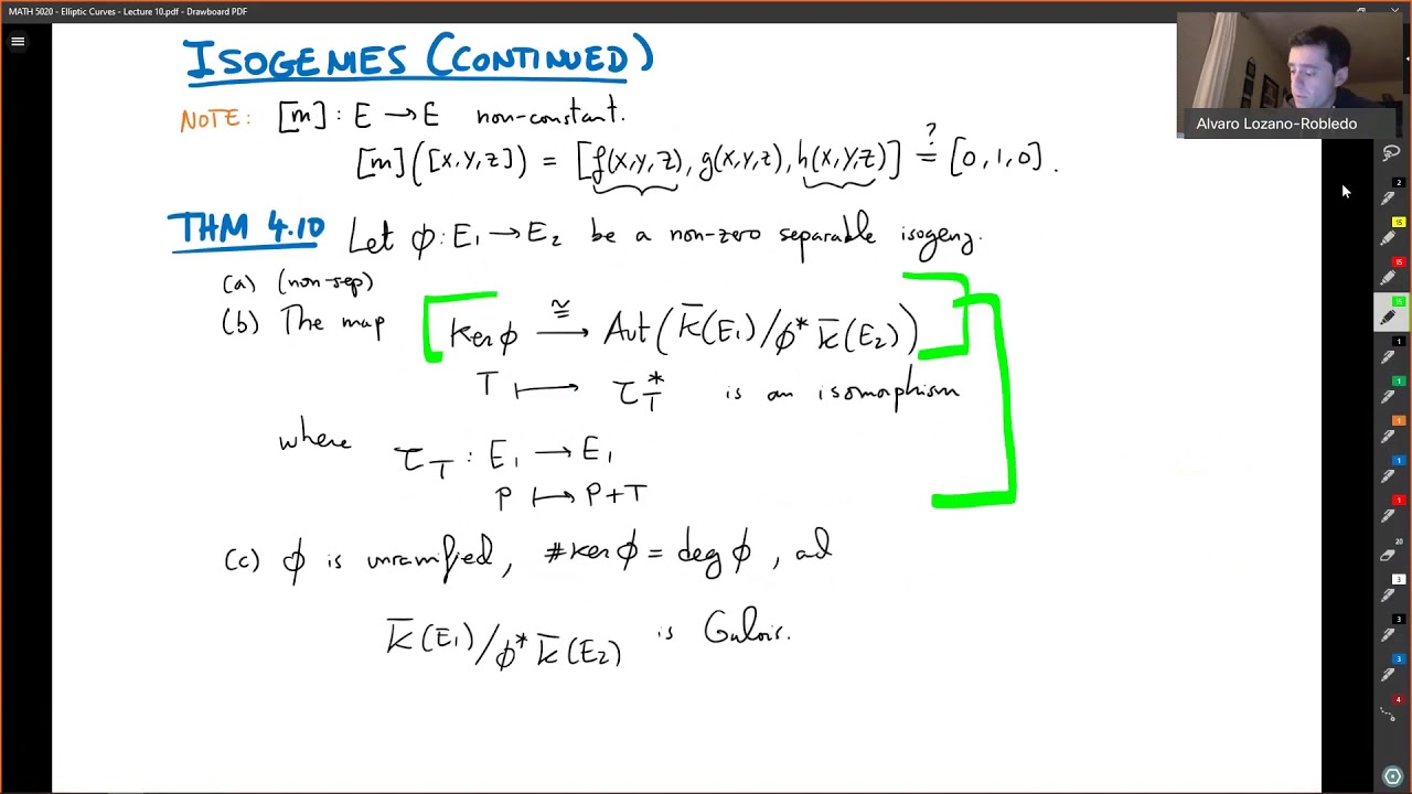 Elliptic Curves - Lecture 10b - Isogenies (part 2)