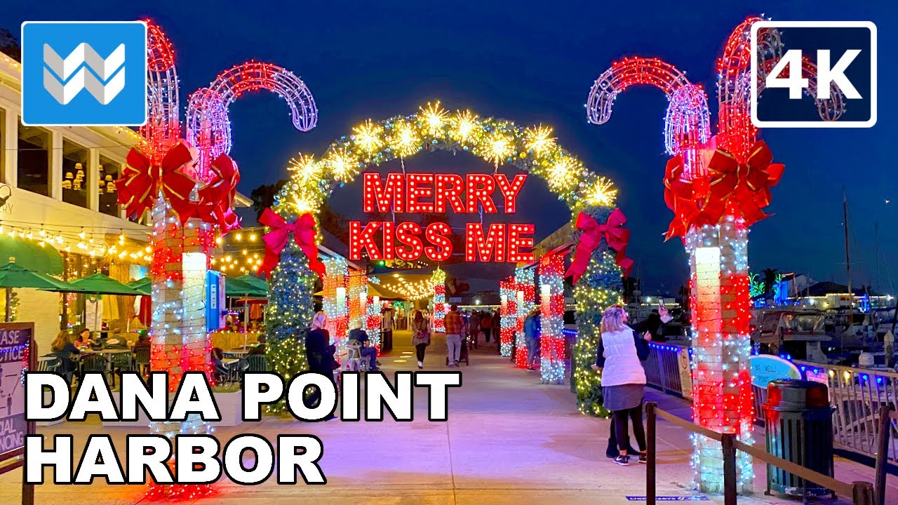 [4K] 🎄 Dana Point Harbor in Orange County, California USA - Christmas Walking Tour 🎧