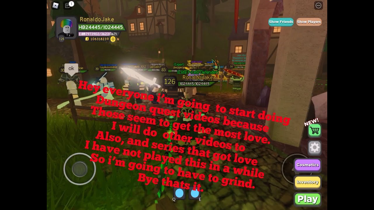 What videos I will do in the future. (Dungeon quest, football games, and more!)