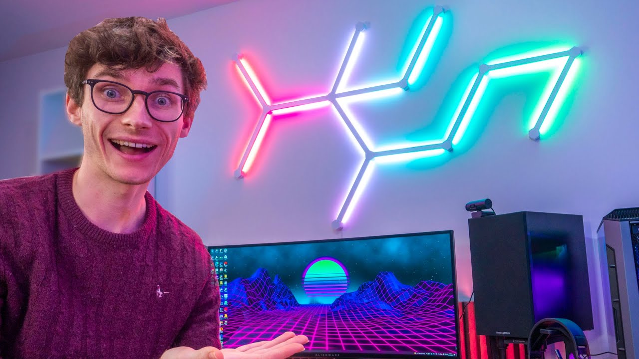 My INSANE New PC GAMING SETUP Tour - 🤩 Nanoleaf Lines In The House!! | AD