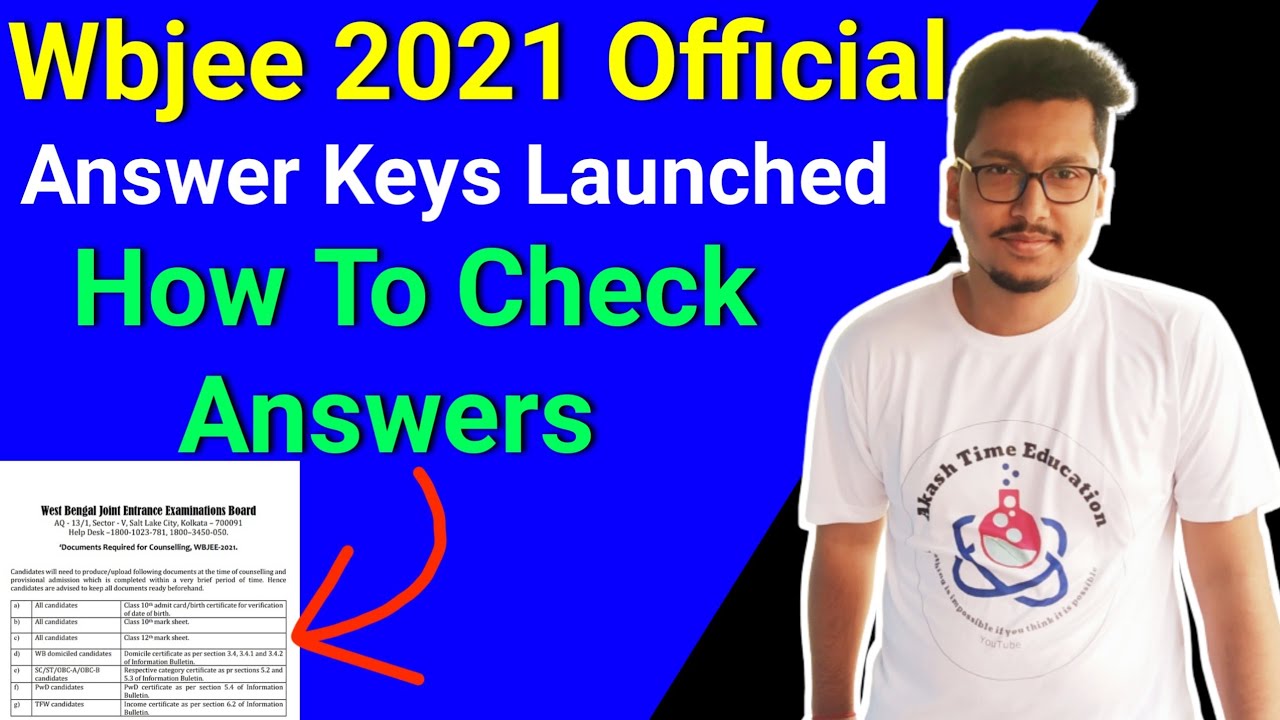 WBJEE 2021 Official Answer Keys || Official Answer Keys Launched By Board || How To Check Answers