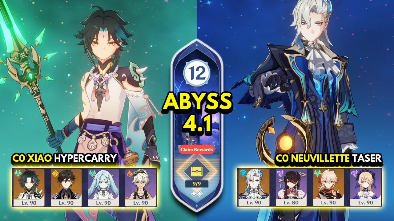 C0 Xiao Hypercarry & C0 Neuvillette Taser | Spiral Abyss 4.1 Floor 12 9 Stars | Genshin Impact 4.1